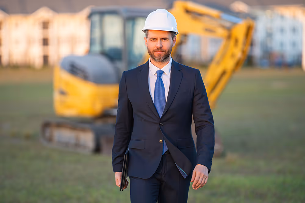 Property developer on site showing skills needed on starting property development