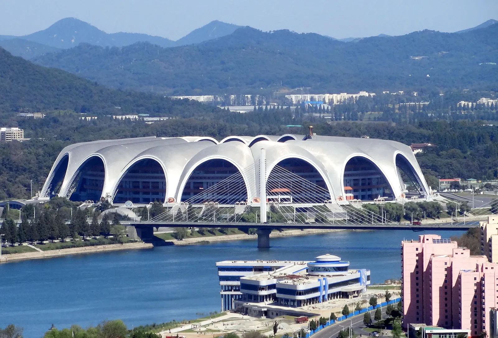Rungrado Stadium with arched roof