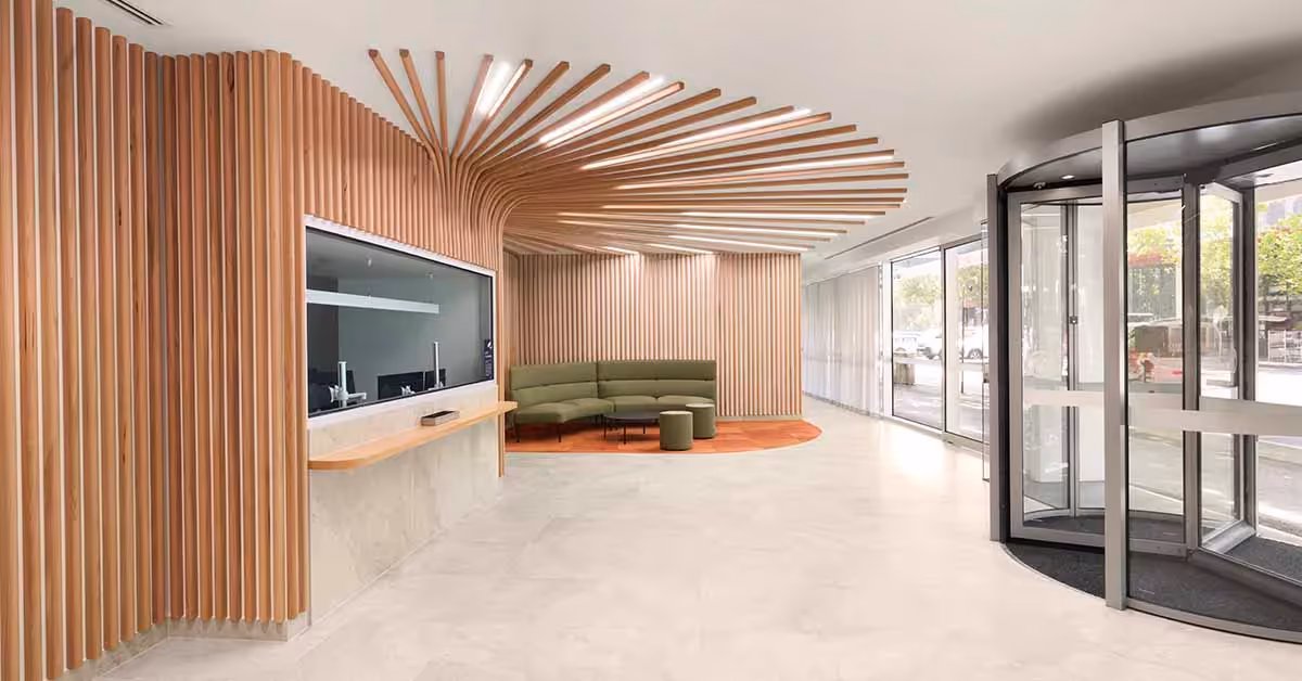 JLL Property development consultants delivered this modern lobby for Home Affairs ACT.