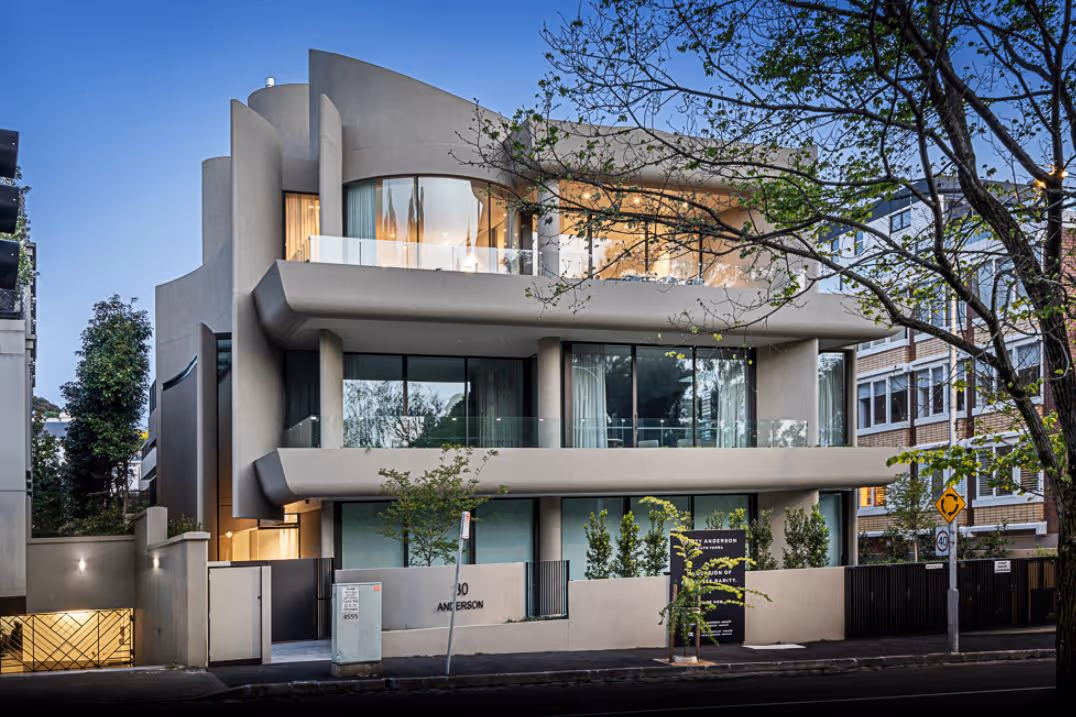 Modern curved apartment facade of Botanic Collection by Point Polaris.