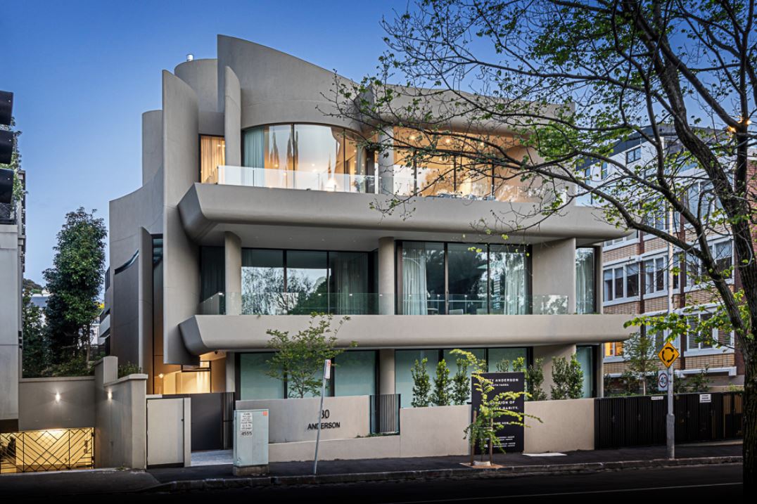 Modern curved apartment facade of Botanic Collection by Point Polaris.
