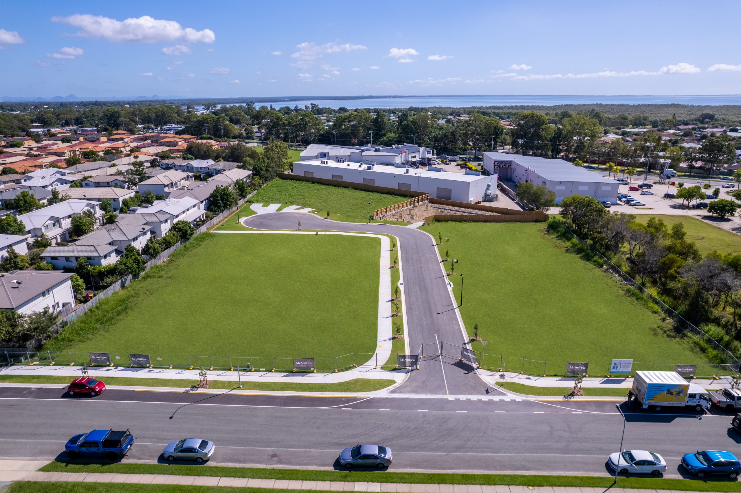 Aerial of Rothwell Reach townhouse site planned by McAndrew Group.