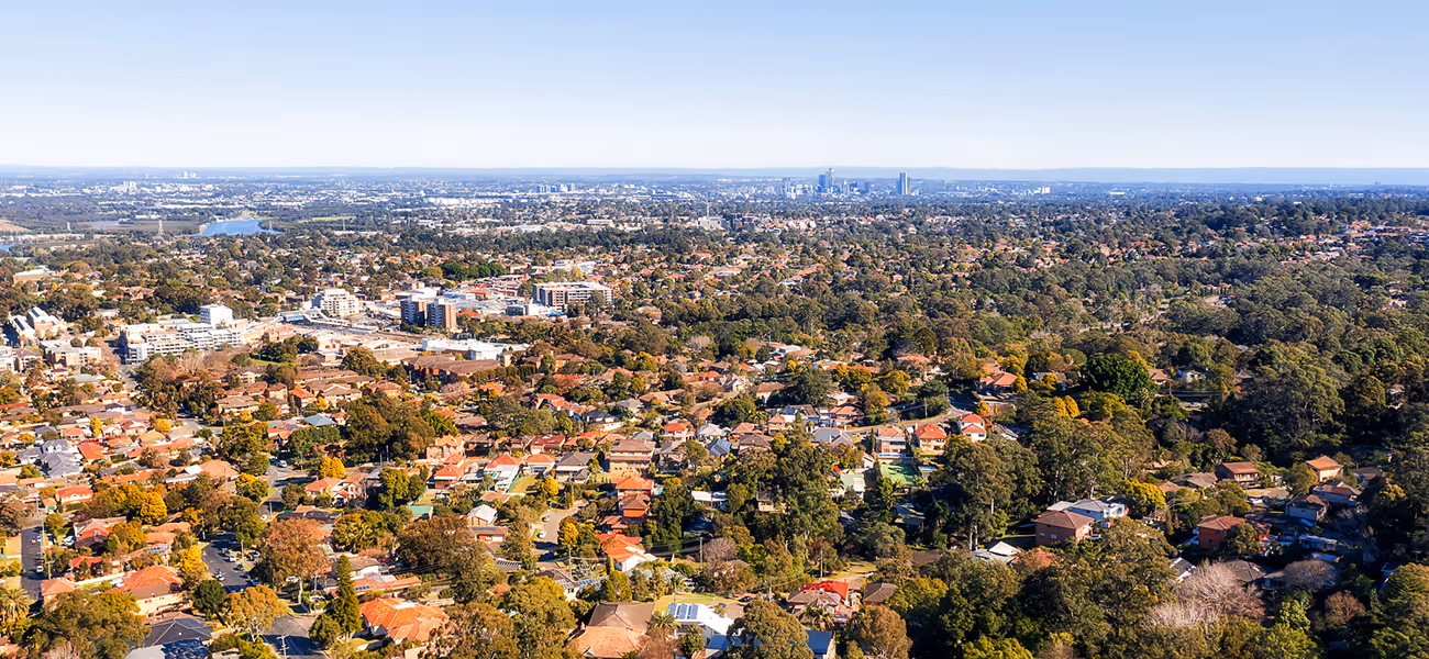Aerial of Granville’s urban area studied by HillPDA consultants.