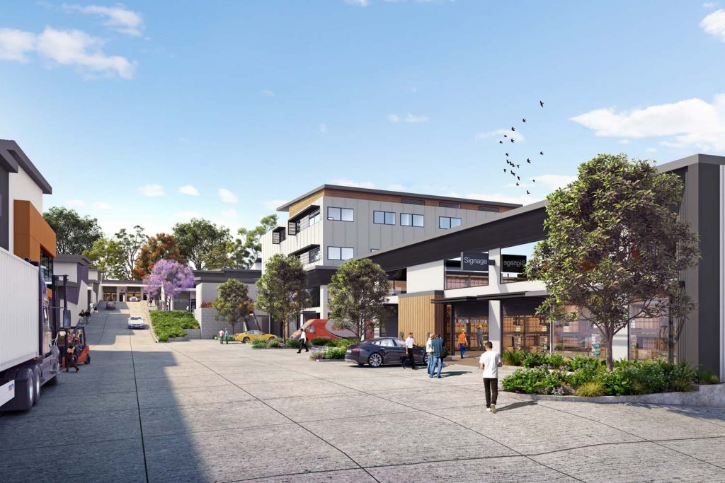 Rendered view of Palladium’s planned precinct at Lisarow NSW.