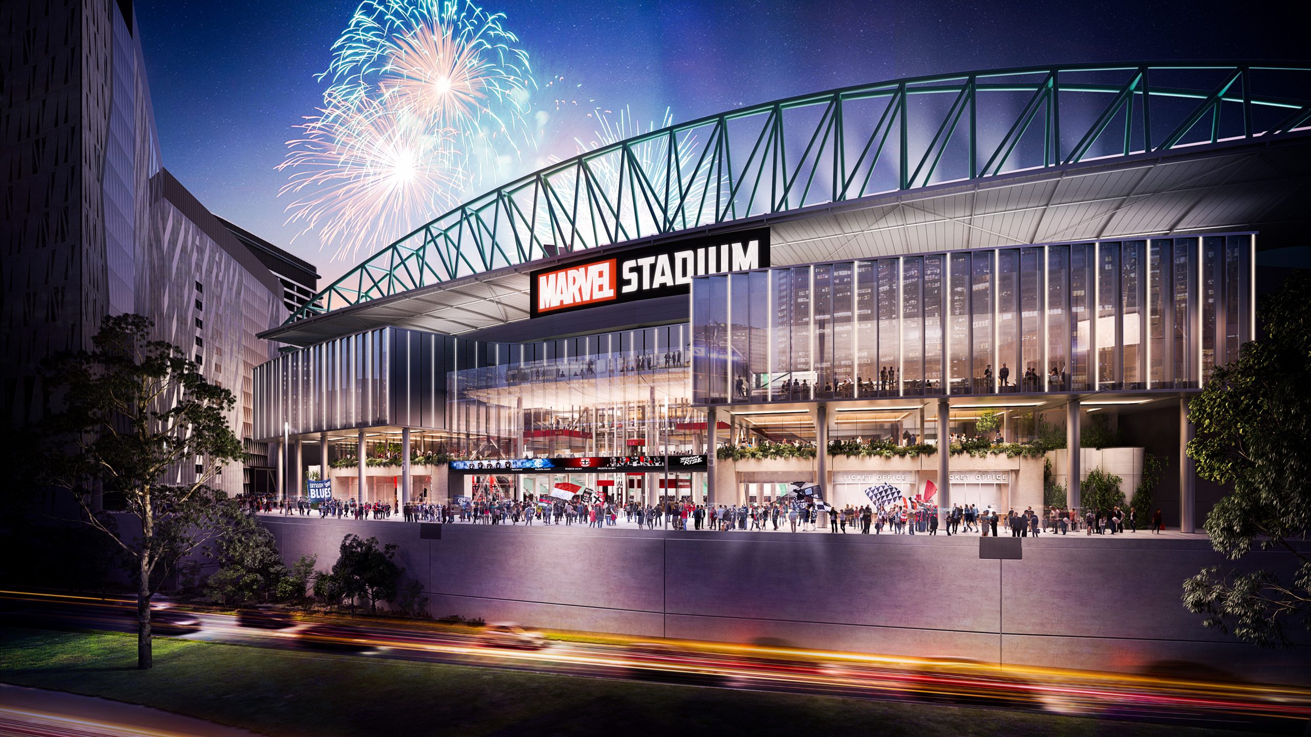 Property development consultants Urbis redesigned Marvel Stadium entry precinct.