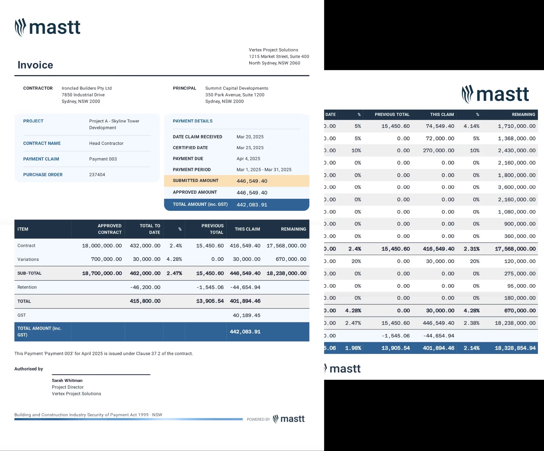 Construction Invoice Template