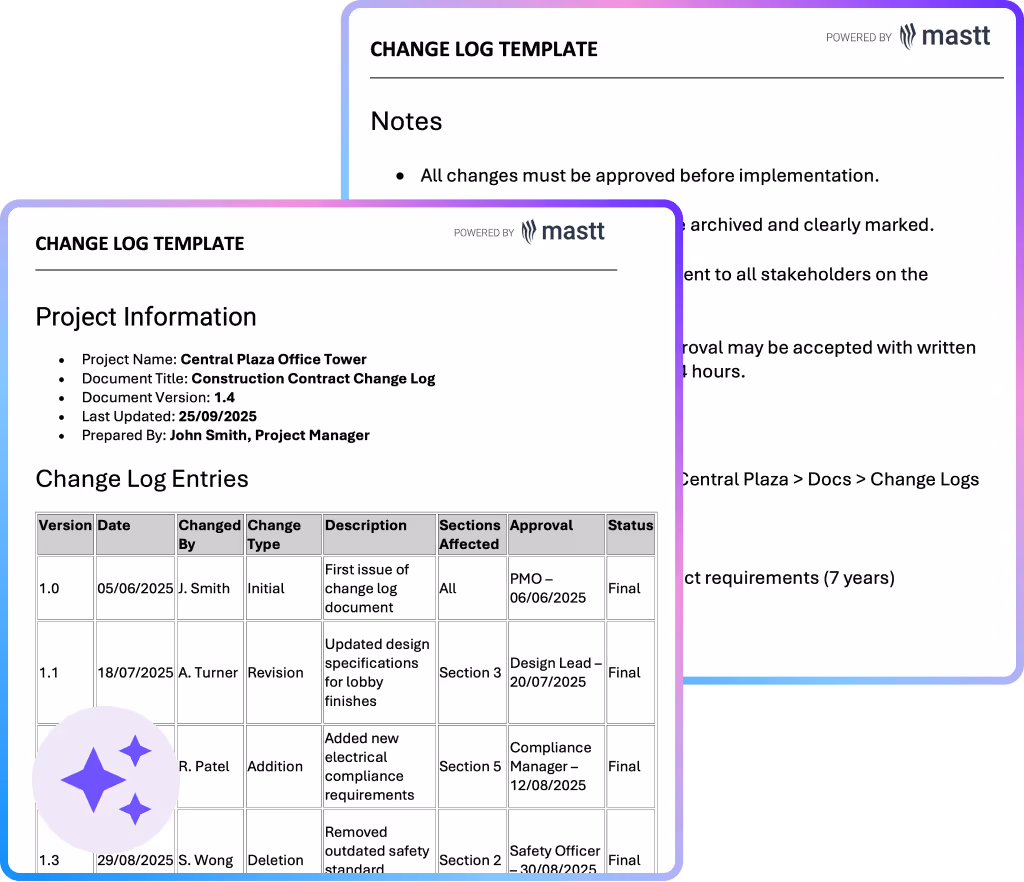 Change Log Template