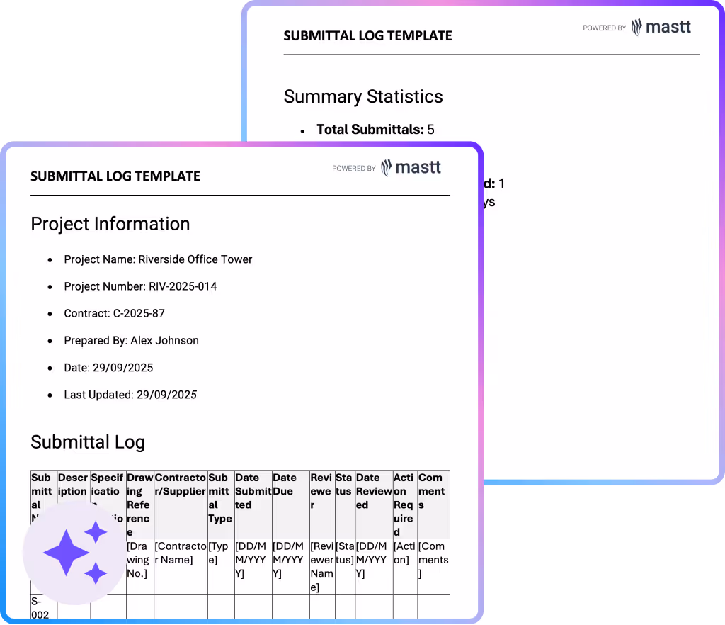 Submittal Log Template