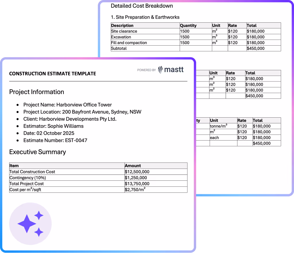 Construction Estimate Template