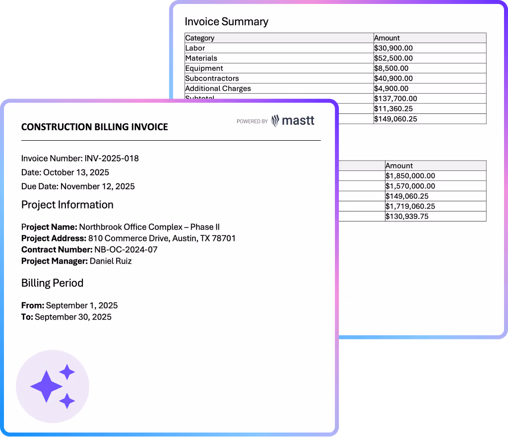 Construction Billing Invoice Template