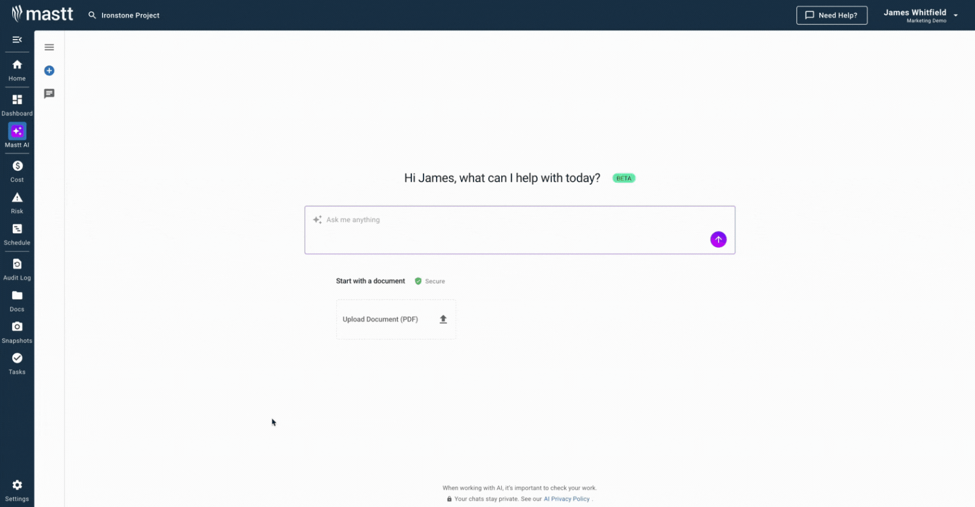 Mastt AI generating a Construction Daily Report Template for site progress tracking and reporting automation