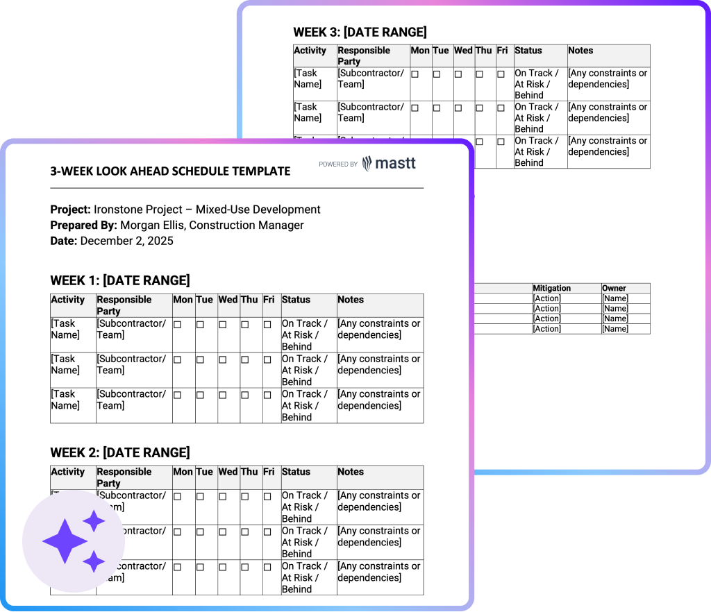 3 Week Look Ahead Template