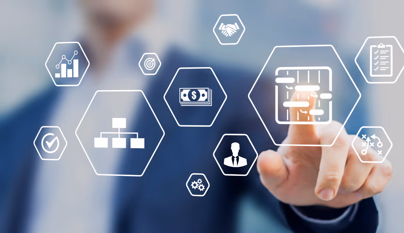 AI project management interface showing cost, schedule, and workflow controls