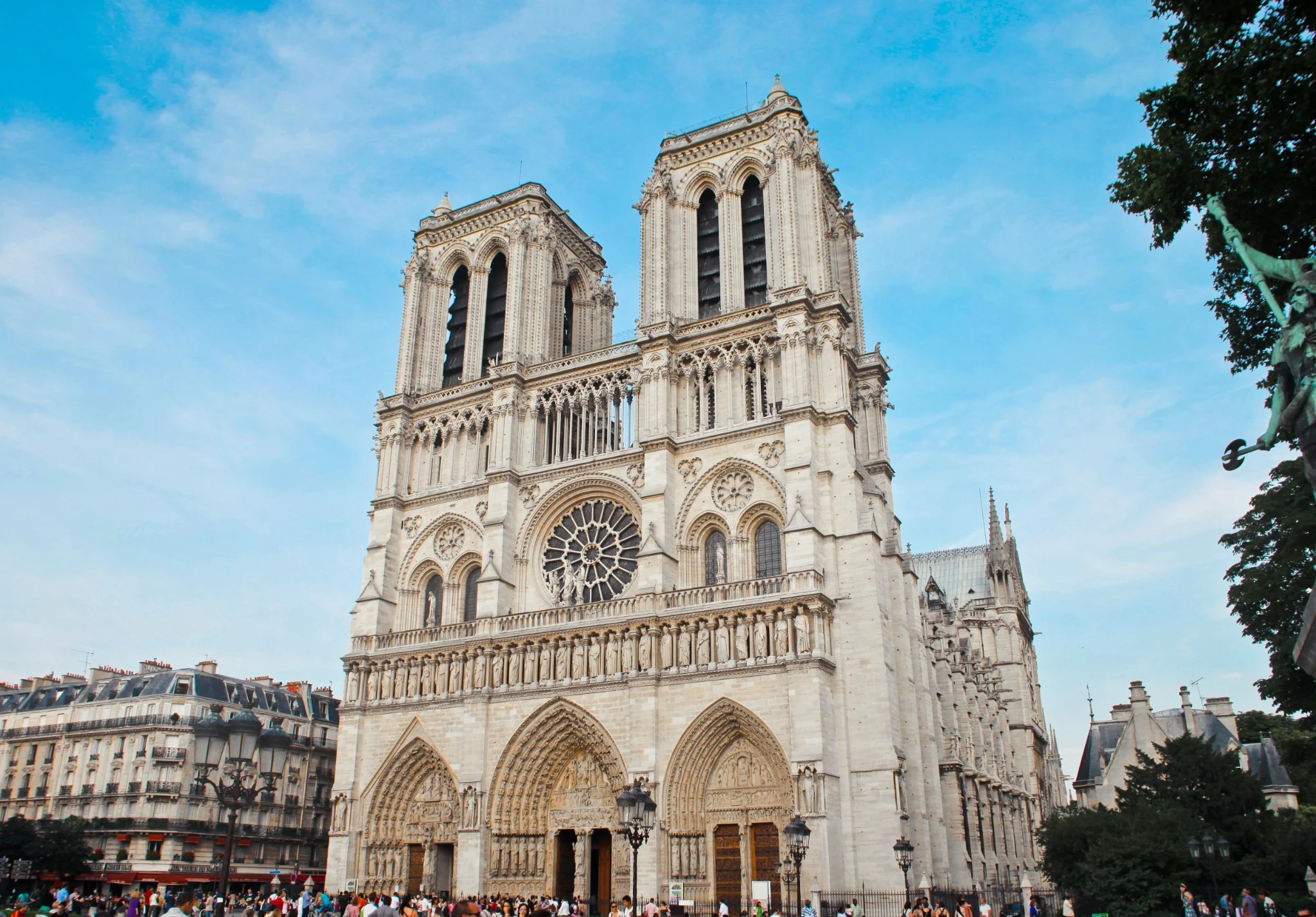 Notre-Dame de Paris with its twin Gothic towers and rose window
