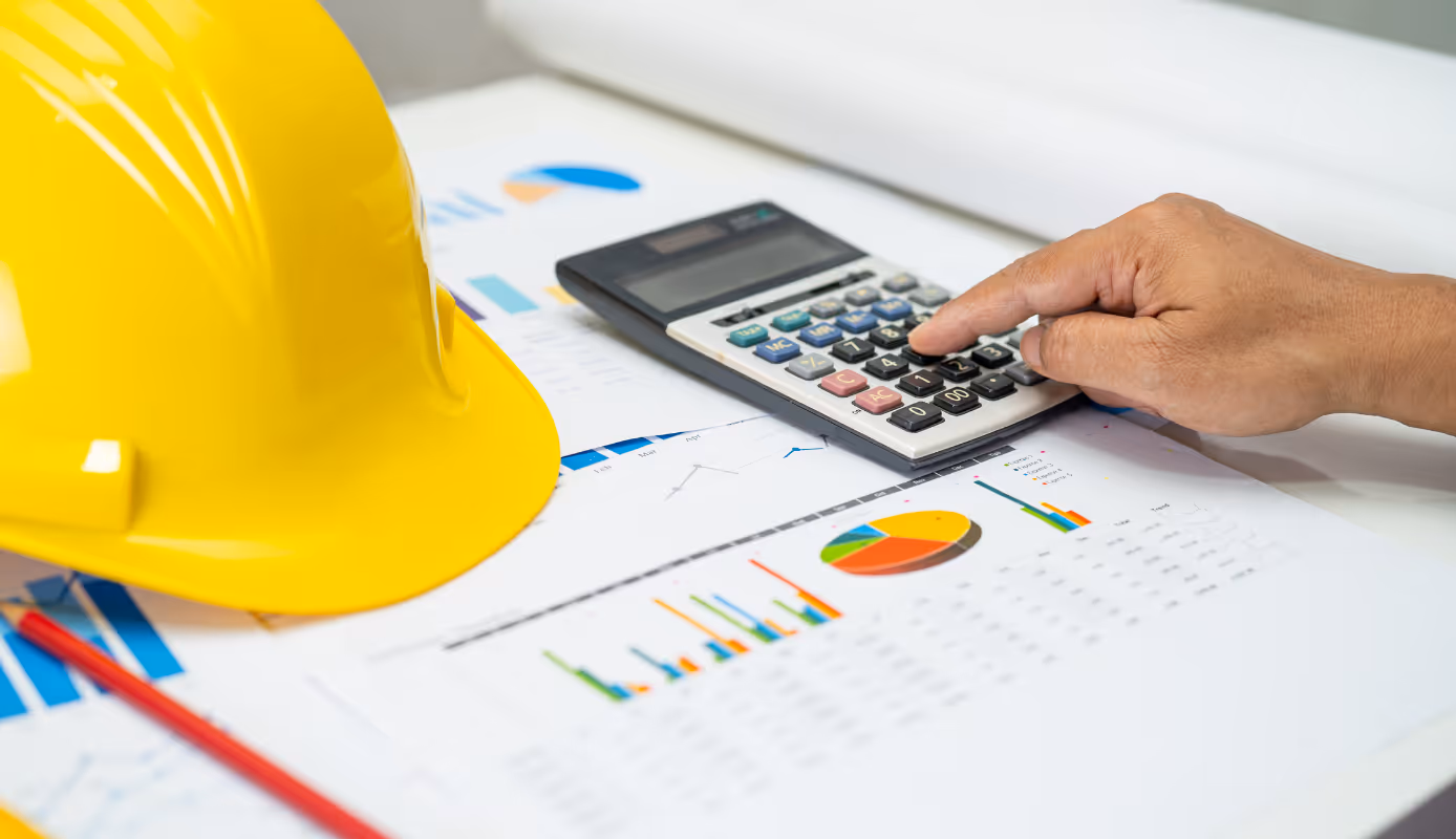 Construction cost tracking using budget charts, calculator, and project data.
