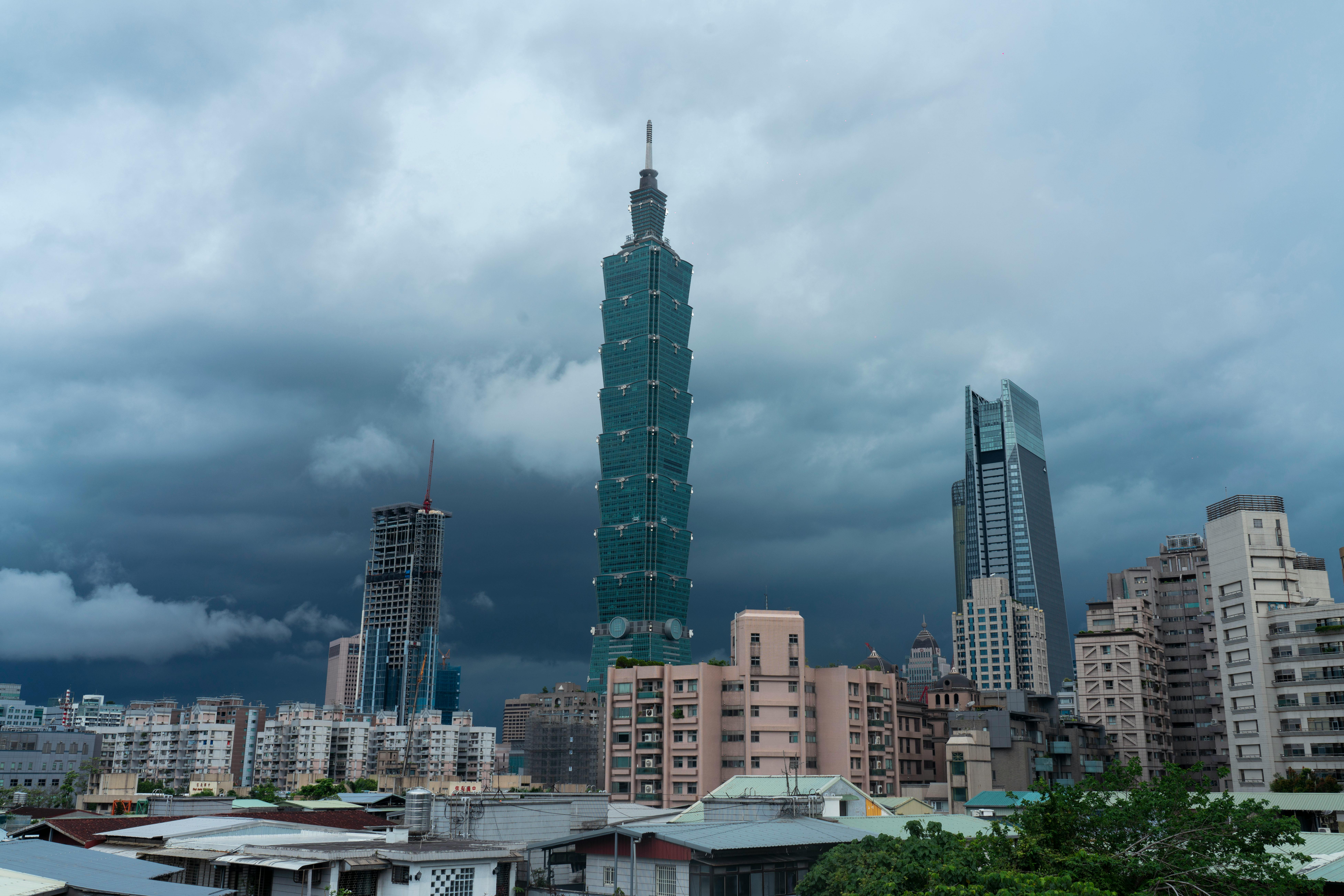 Taipei 101 skyscraper in Taipei, Taiwan, a 508-meter supertall tower with bamboo-inspired design.