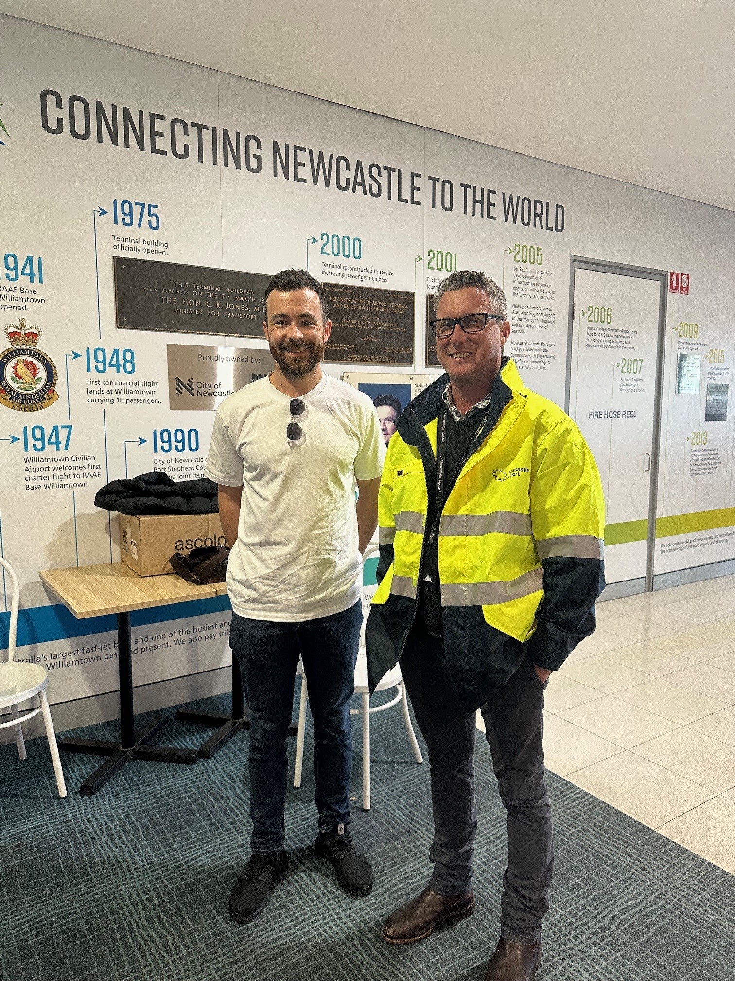 A photo of Mastt's CEO with ‍Ben Kochanski, Executive General Manager Planning and Infrastructure.