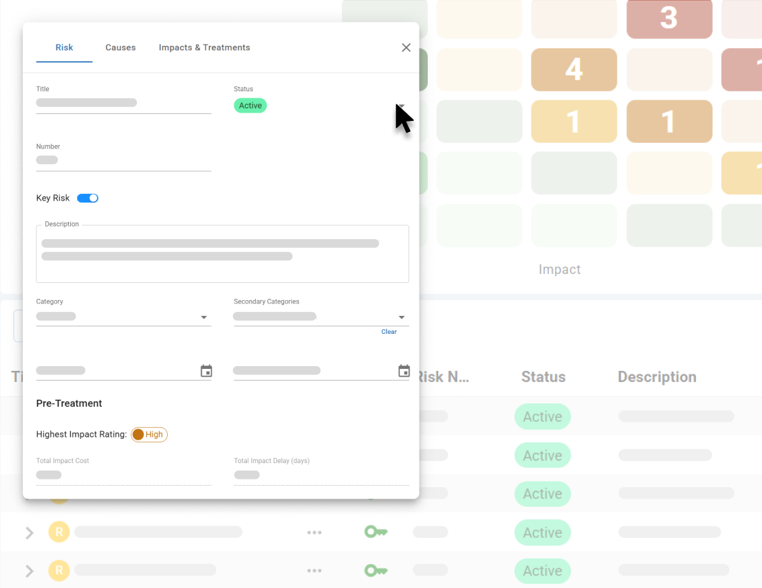 Adding risk within Mastt construction risk register.