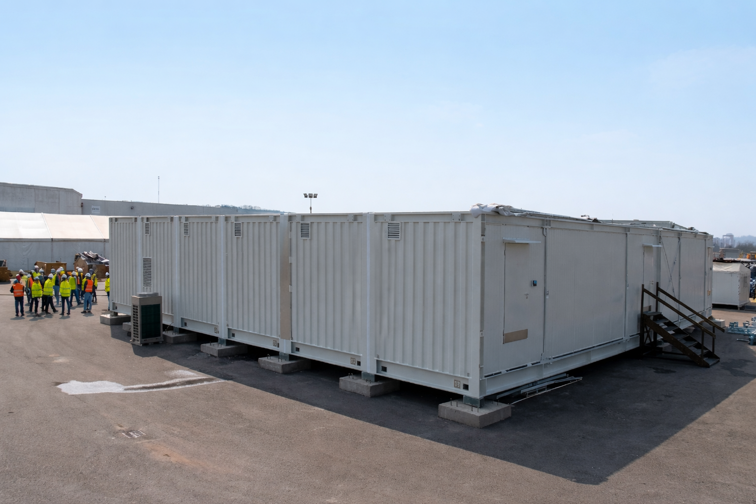 Prefabricated modular data center units on pads