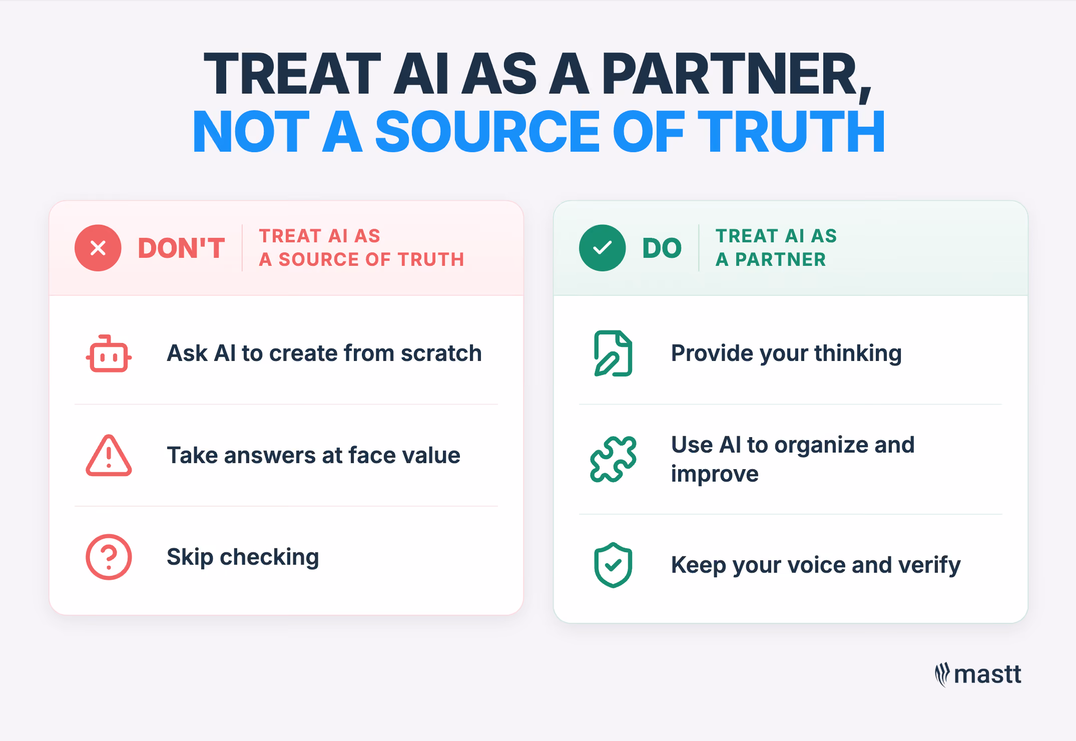 Infographic showing AI do’s and don’ts.