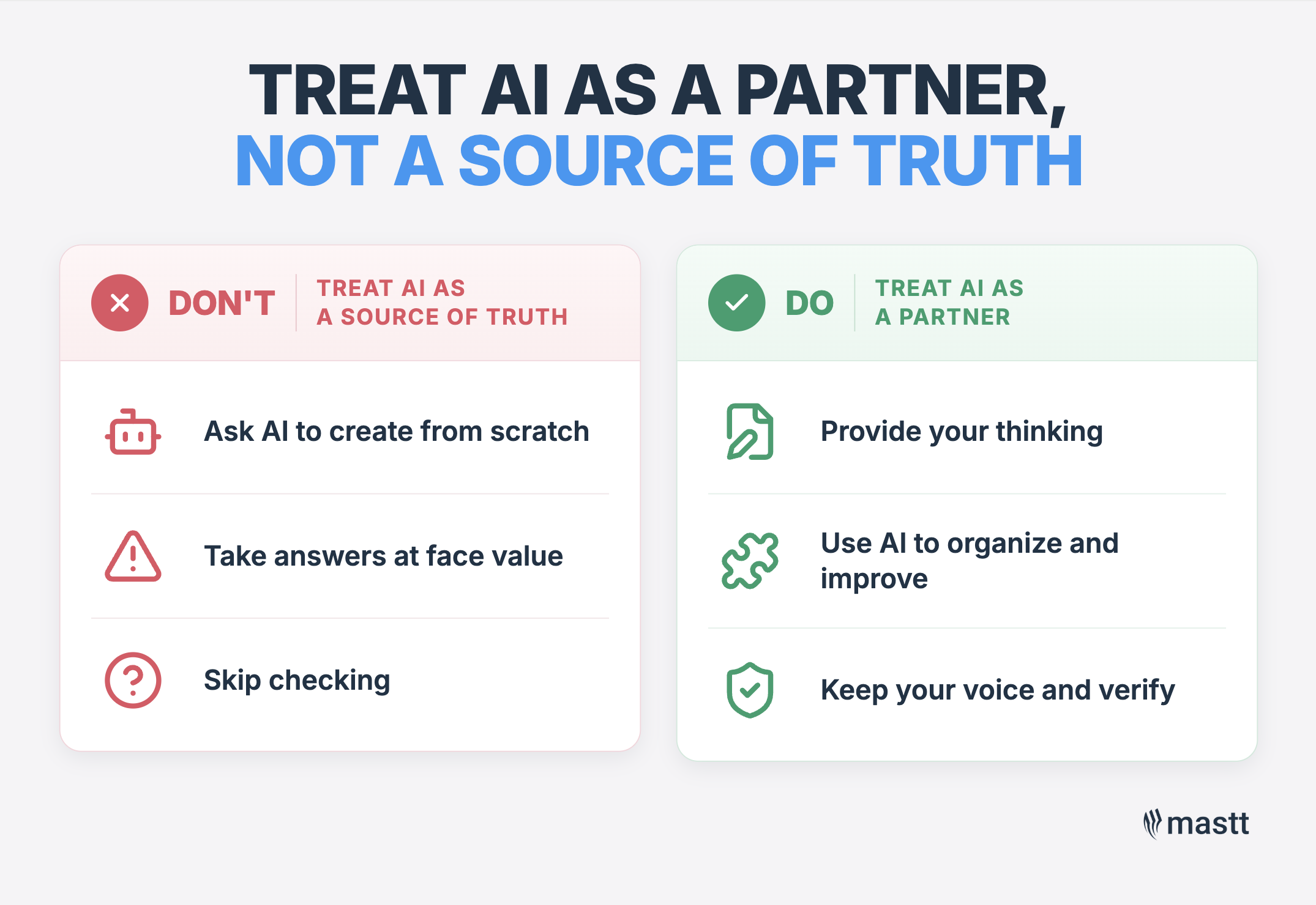 Infographic showing AI do’s and don’ts.