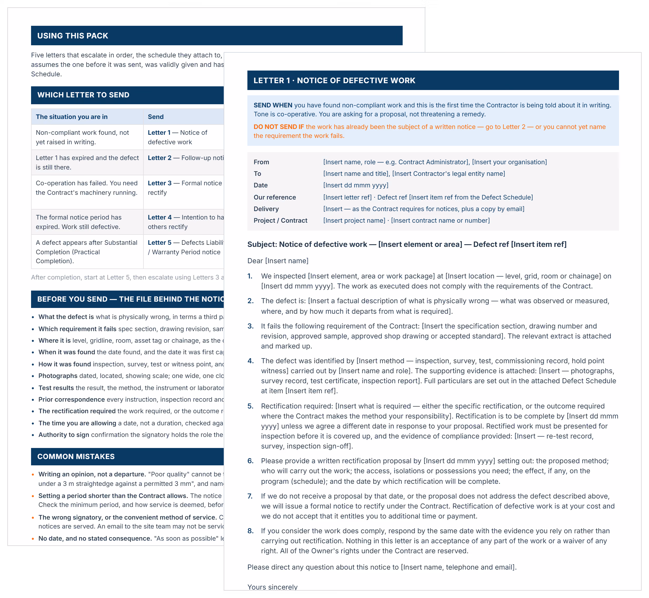 Sample Letter to Contractor for Defective Work