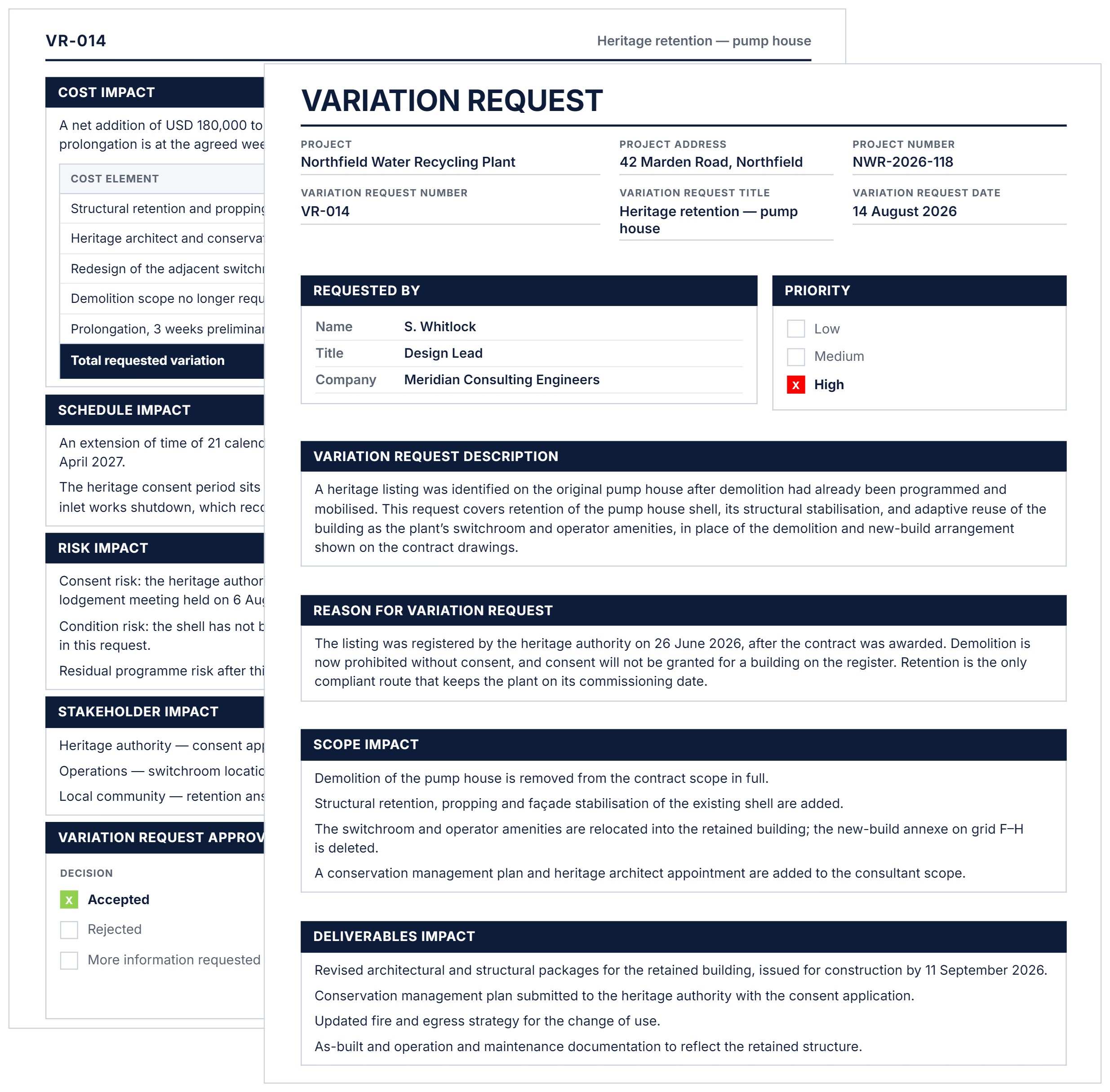 Variation Request Template