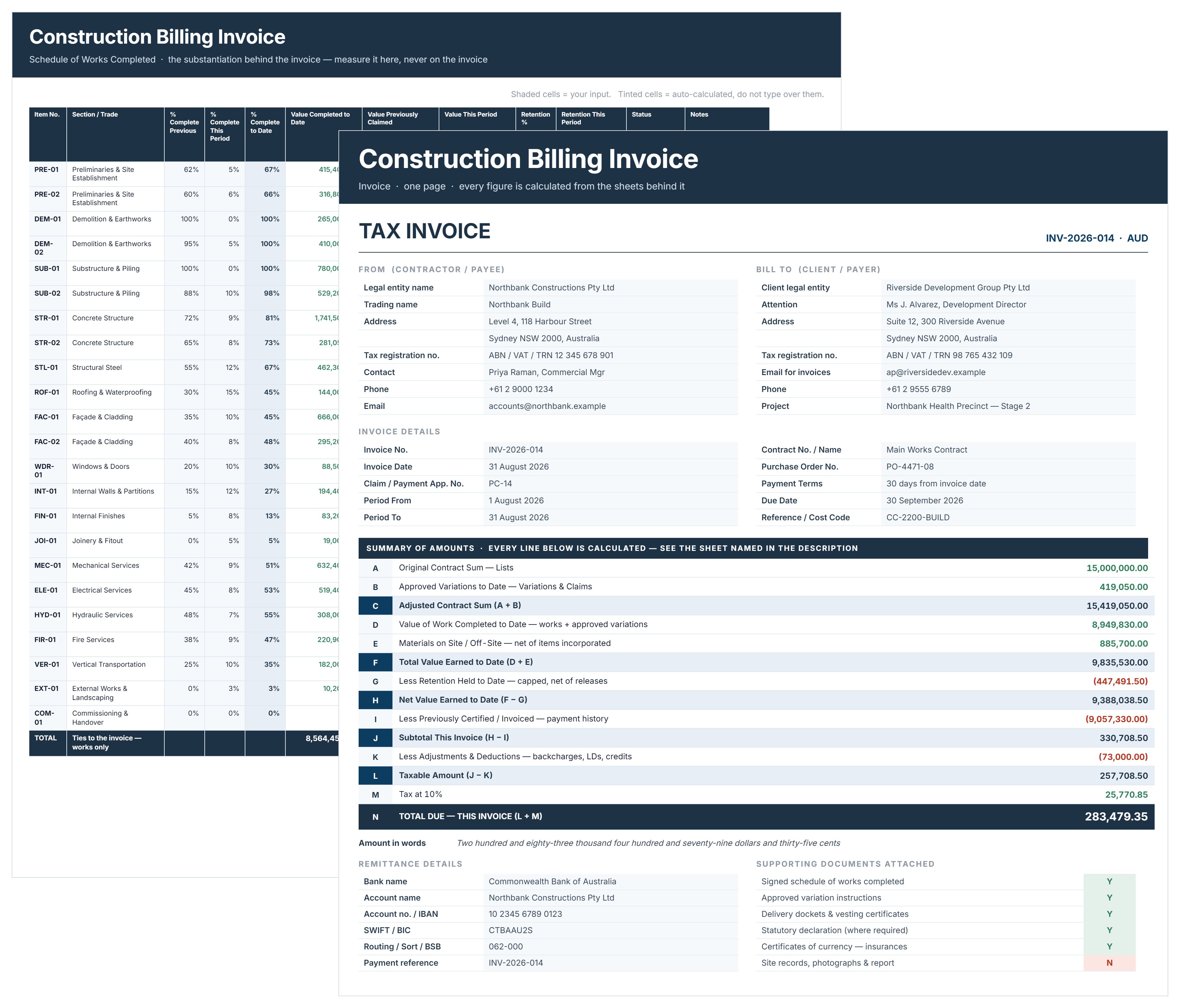 Construction Billing Invoice Template