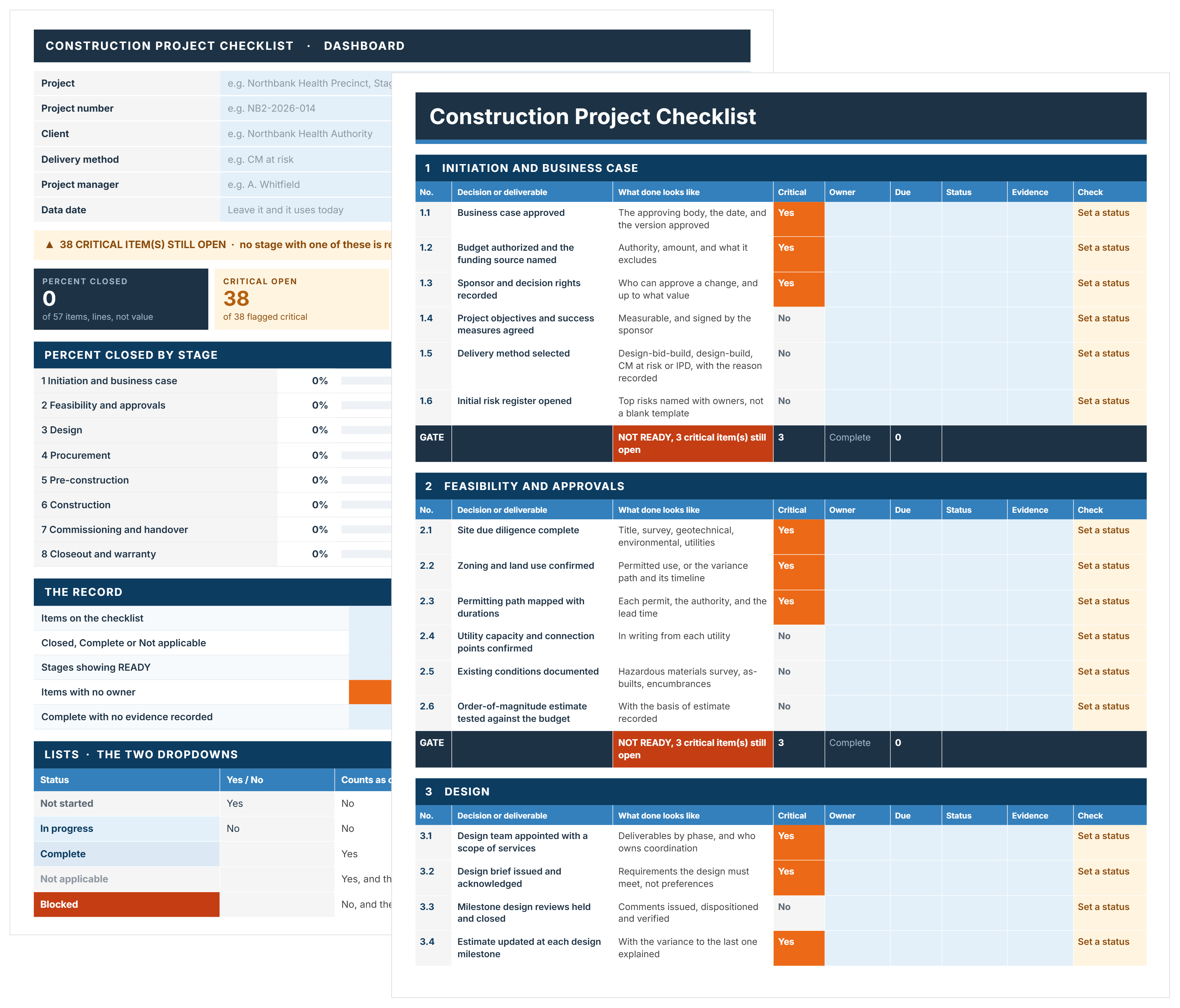 Construction Project Checklist Template