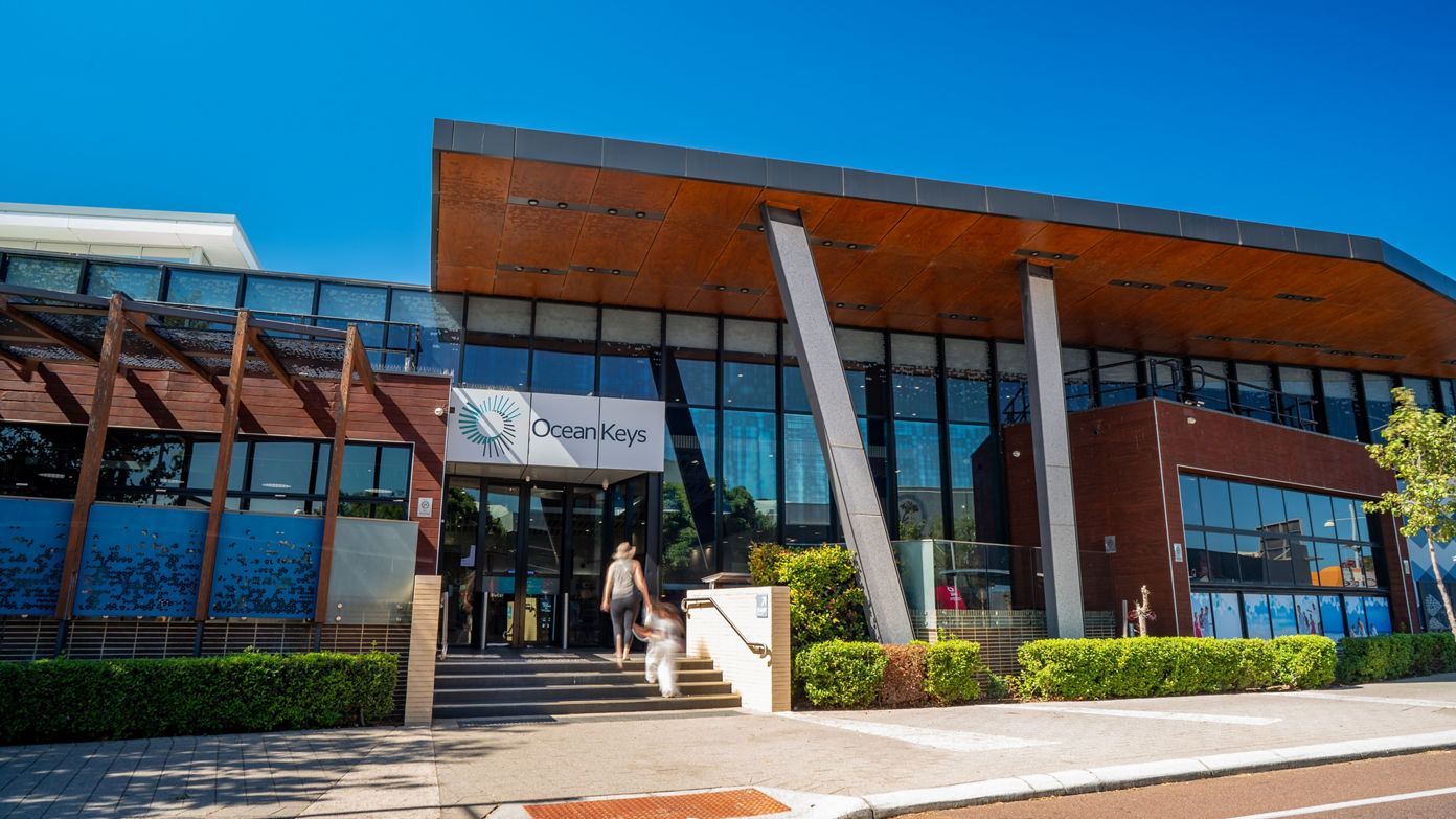 Entrance to Ocean Keys Shopping Centre in Perth.