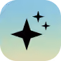 Three black star shapes of varying sizes on a gradient blue and green background.