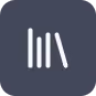 Minimalist white icon of three vertical lines and a diagonal line resembling a stylized book.