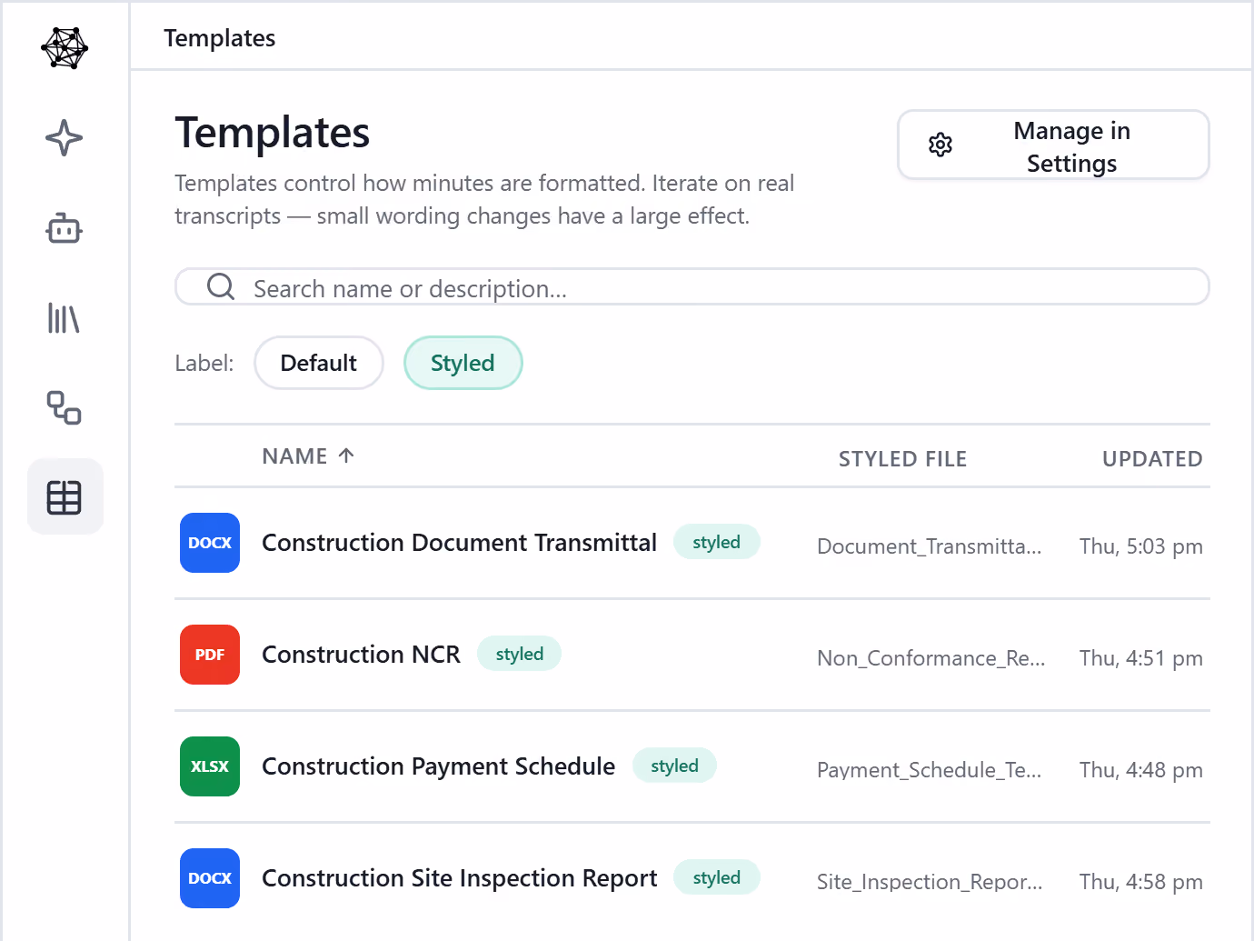 91±¬ÁÏ Templates showing standardized construction documents like transmittals, NCRs and payment schedules as the company standard.