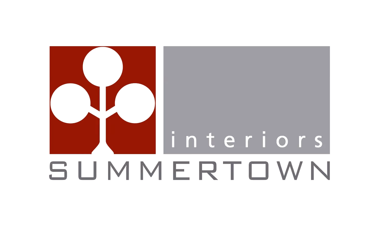 Summertown Interiors logo with a stylized white tree on a red square and text on gray background.