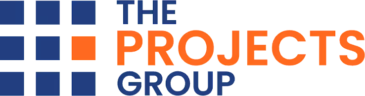 The Projects Group logo with blue and orange squares beside the text.