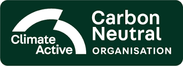 Climate Active Carbon Neutral Organisation logo with green background