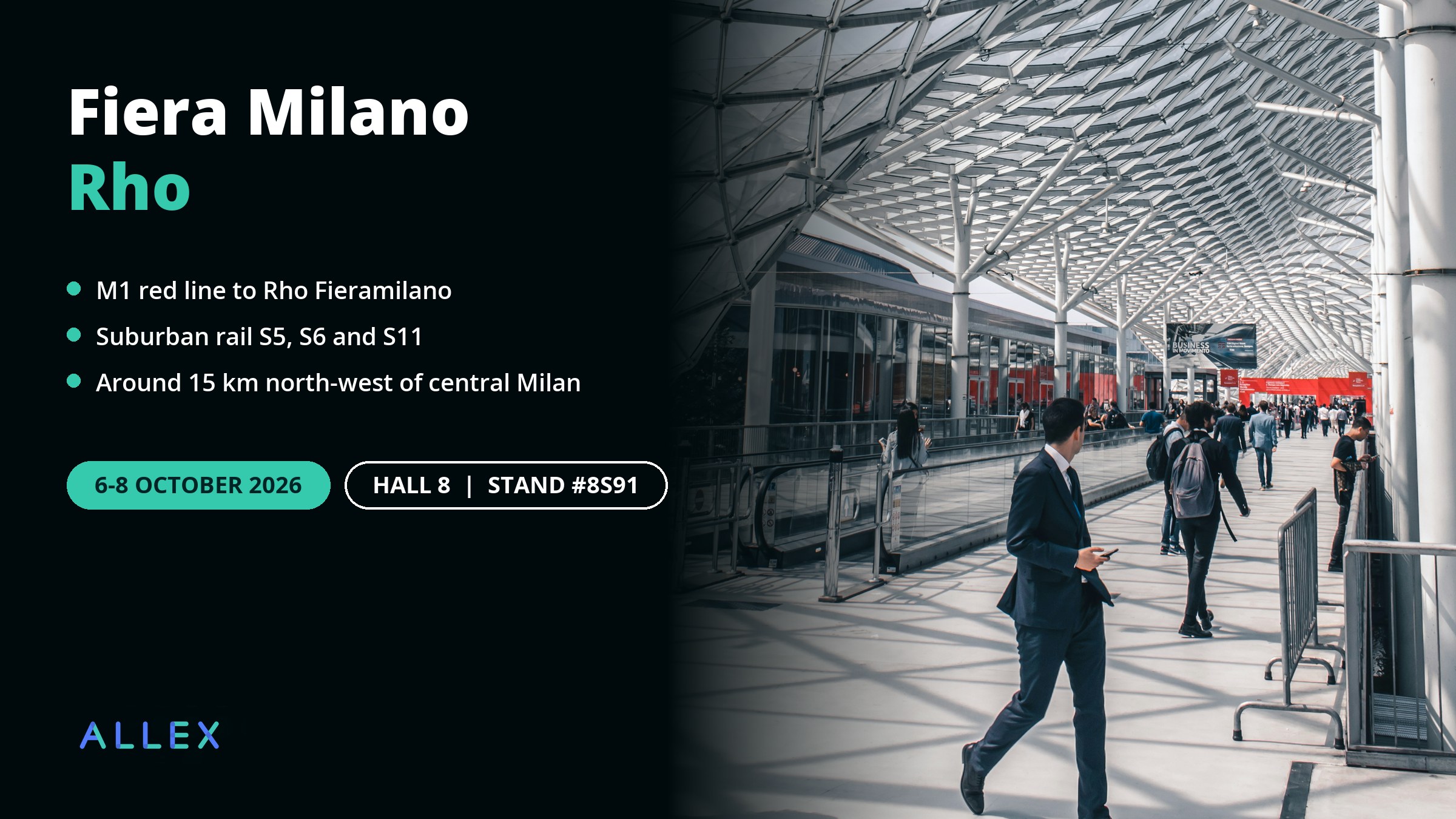 Fiera Milano in Rho, venue of CPHI Milan 2026, with travel details and Allex.ai at Hall 8, Stand 8S91