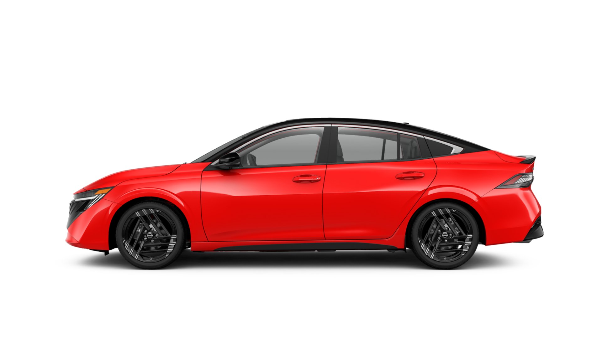 The redesigned 2026 Nissan Sentra SR in red, three-quarter front view.
