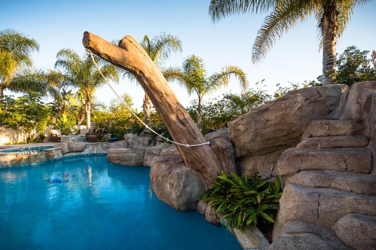 Custom Mosaics , Faux Rock Slide , Steps & Rope Swing