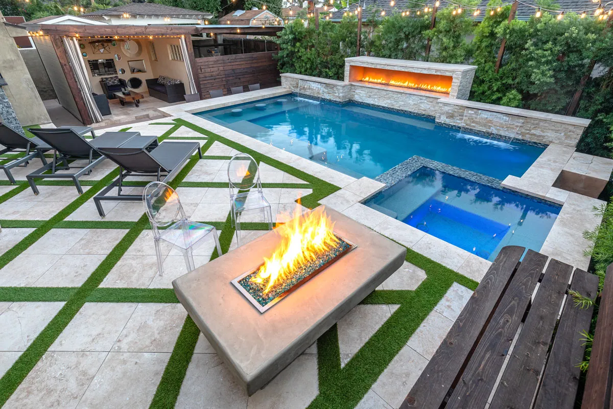 Swim Up Bar , In Pool Stools , Sheer Descents , Fire Pit