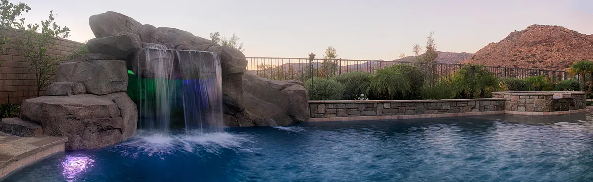 Faux Rock Grotto & Slide , LED Colored Lighting