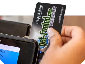 customer using c-express rewards card at checkout