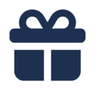 Solid icon of a wrapped gift box with a bow on top.