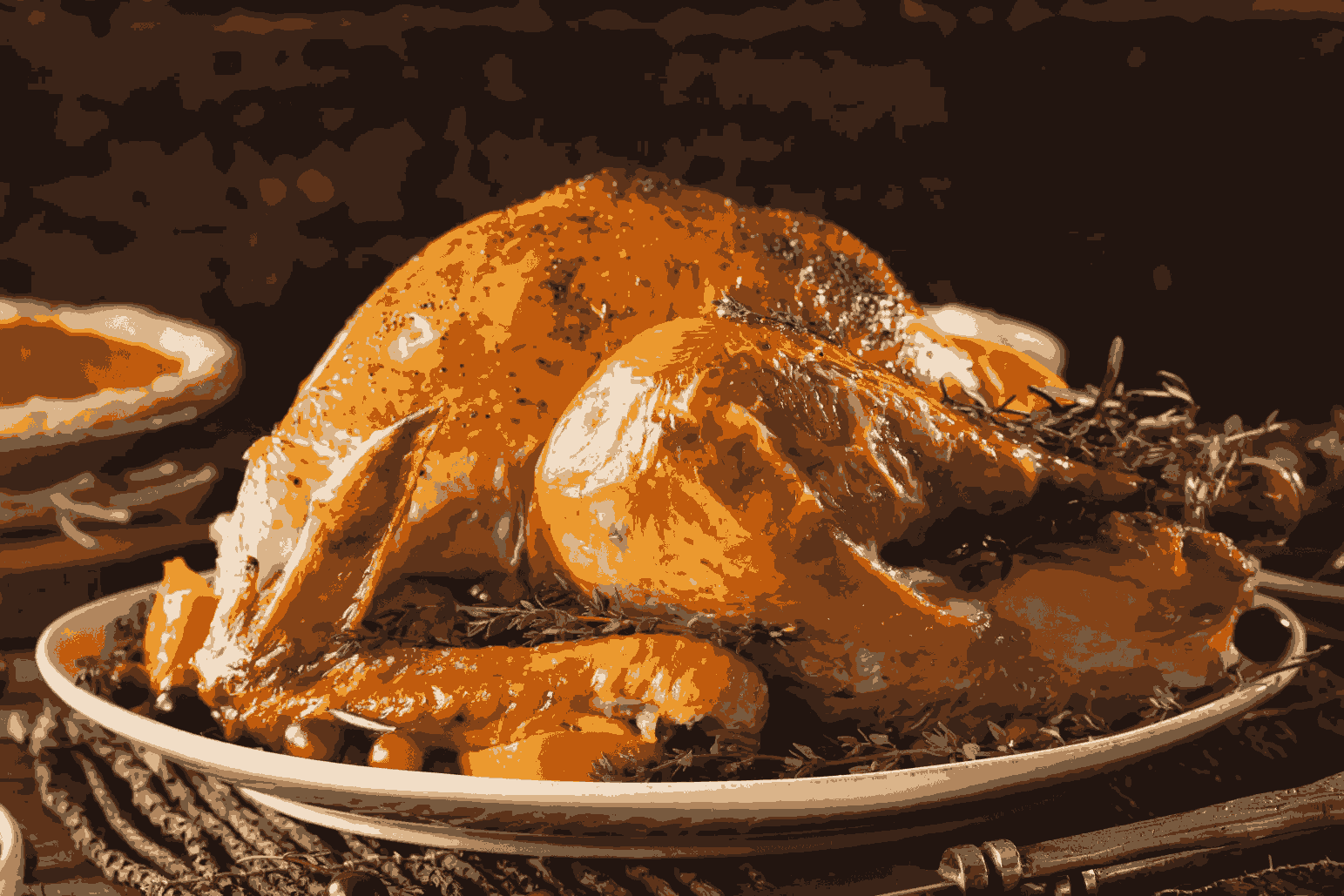 Thanksgiving turkey on the plate 