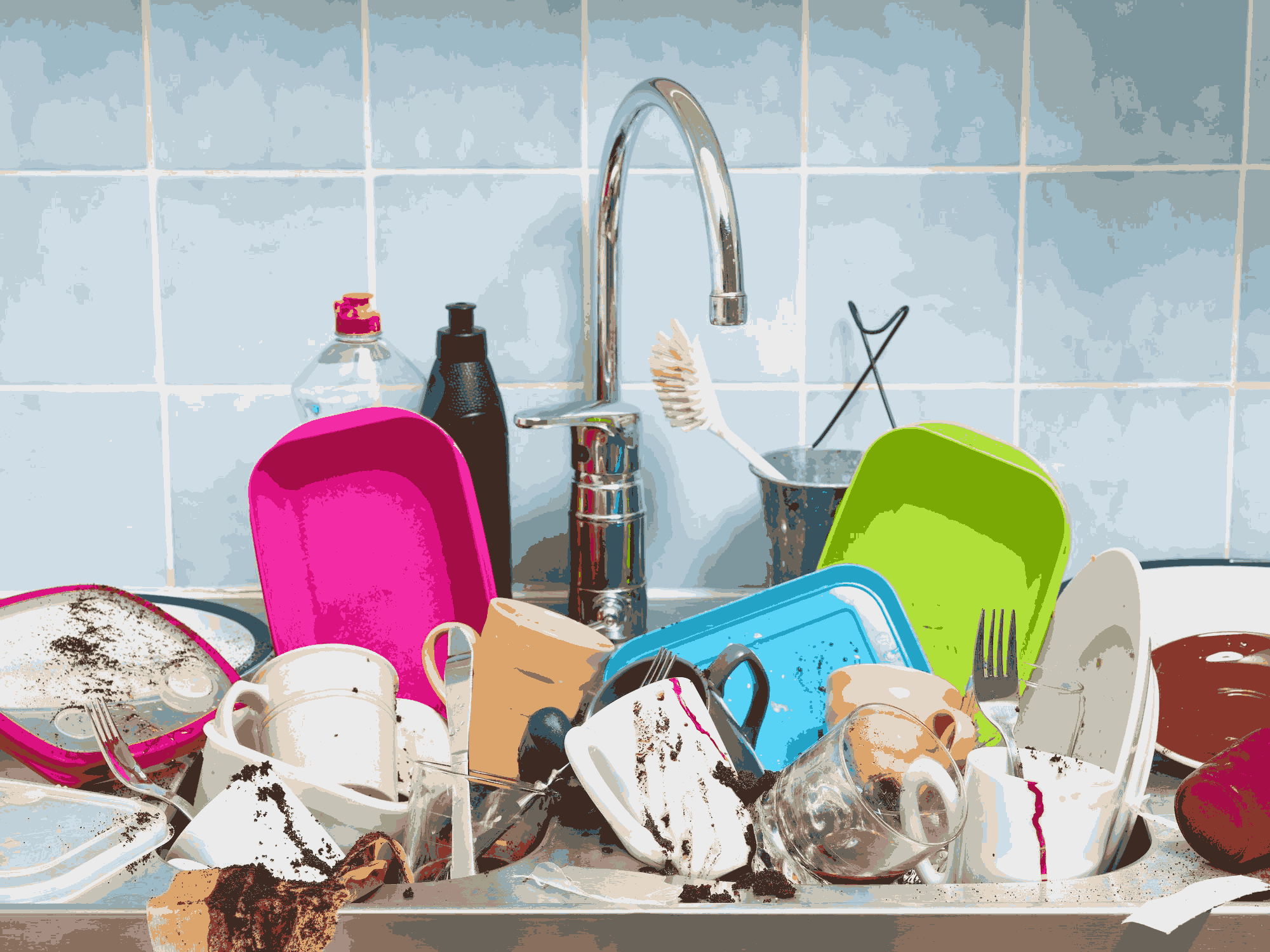 cluttered kitchen sink