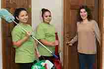 Working from home during house cleaning service