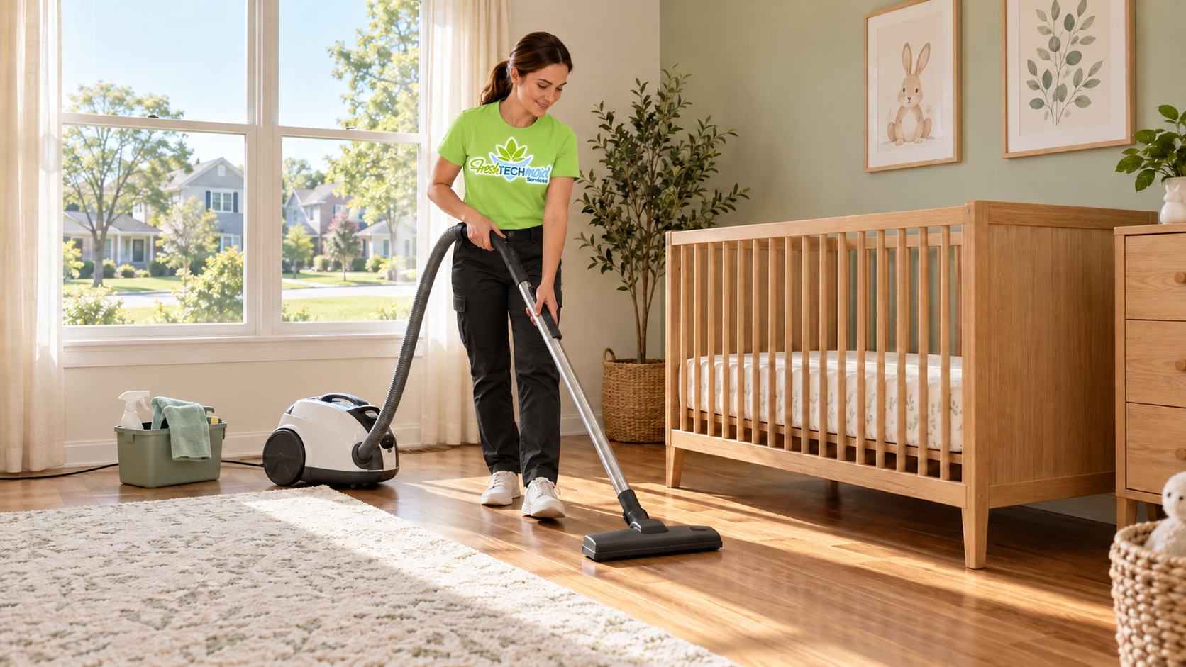 Cleaning a cozy nursery in a Hoffman Estates home