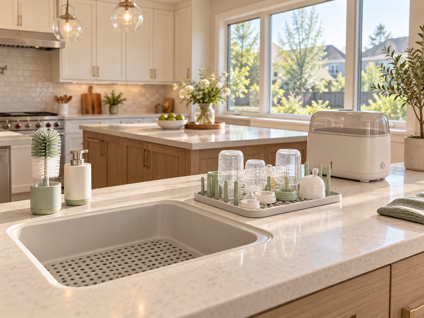 Baby-safe bottle station in a suburban Hoffman Estates kitchens