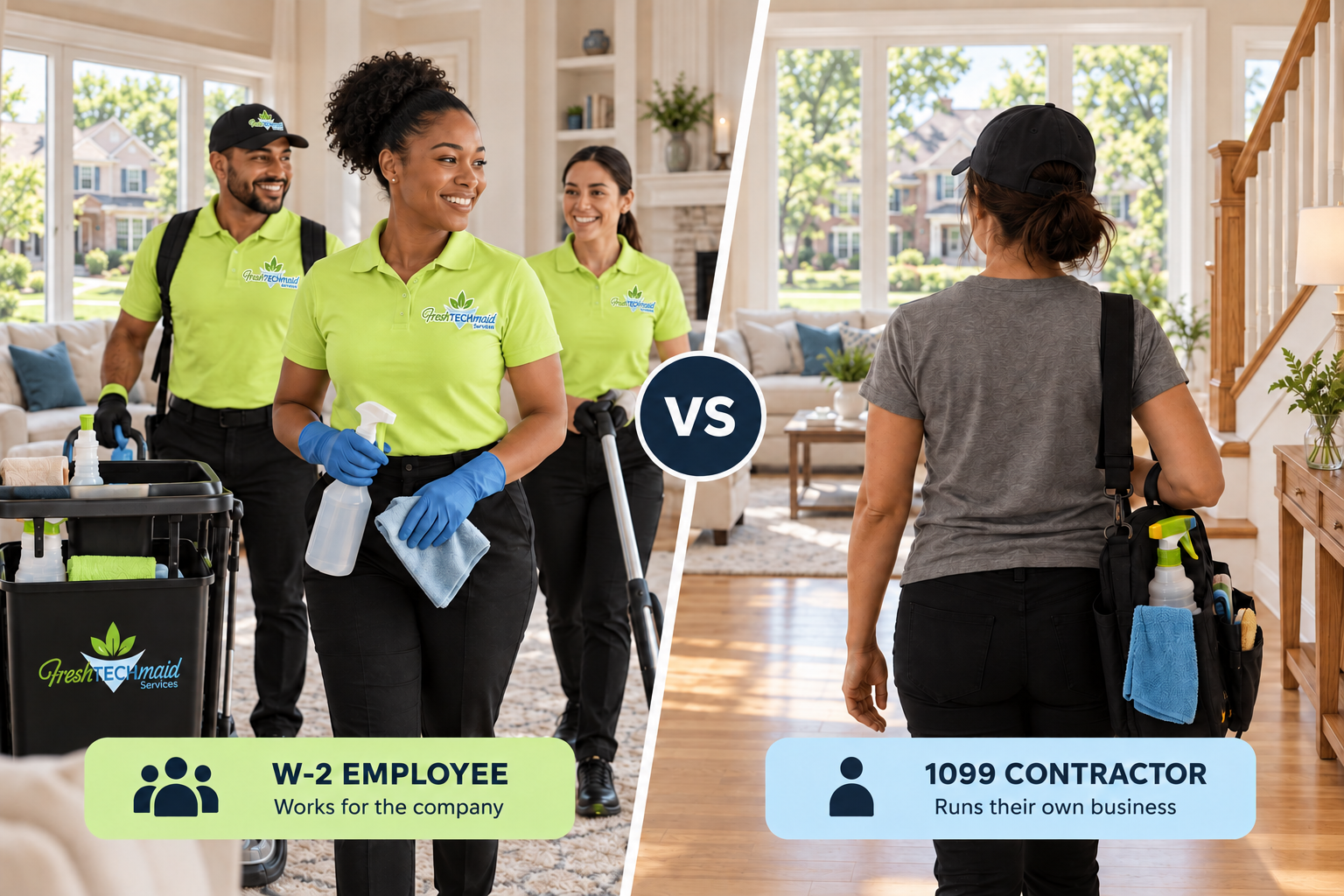Hiring a maid service or house cleaner in Buffalo Grove? Learn how W-2 employees and 1099 contractors differ, who pays for injuries, and what to ask first.