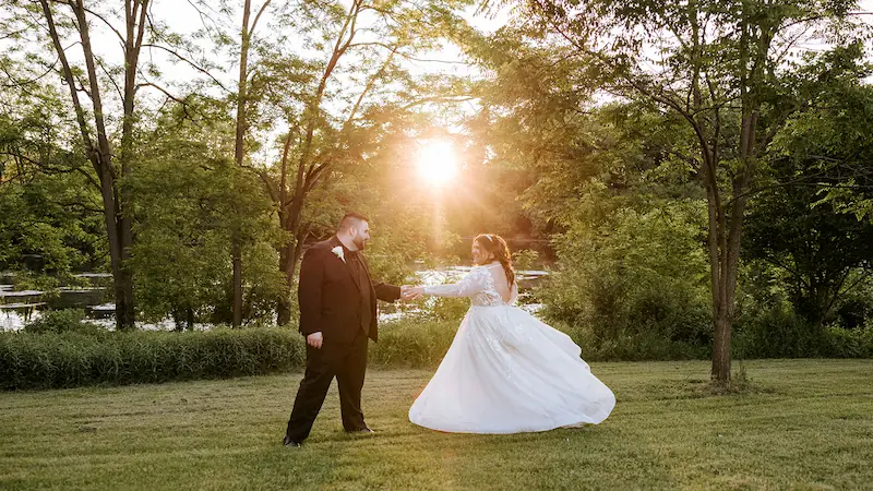 Sunset first look in the park